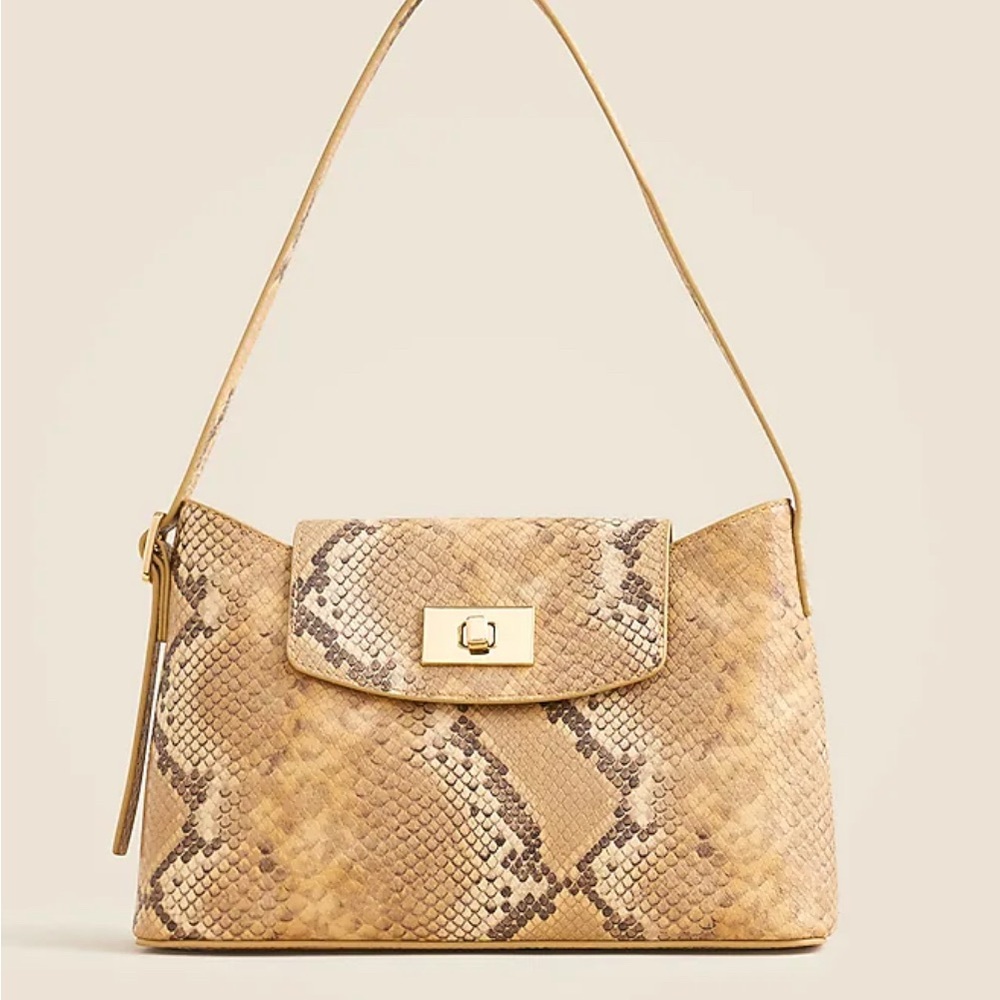 NWT j crew Edie shoulder bag in snake-embossed Italian leather
